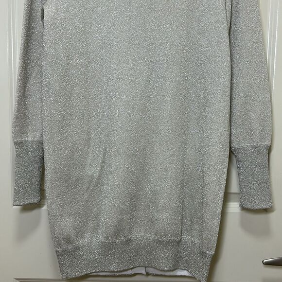 J. Crew Collection - Double-Knit Sparkle Long Cardigan Sweater - Size XS, Silver - Picture 10 of 17